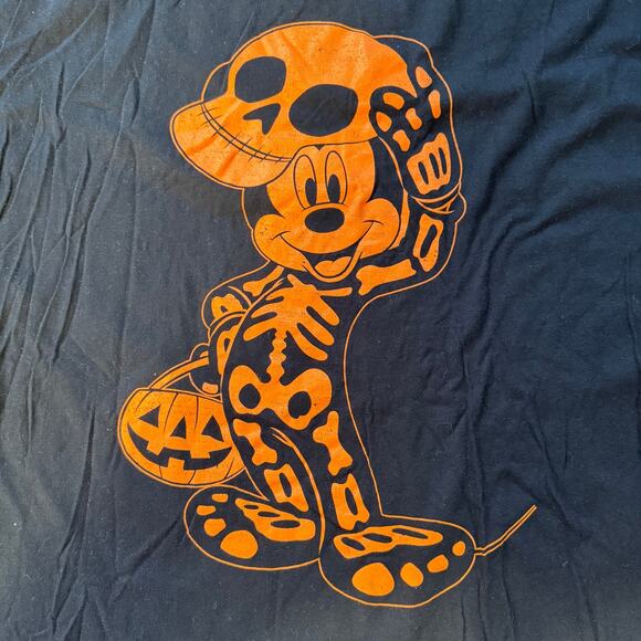DISNEY HALLOWEEN MICKEY MOUSE SKELETON T-SHIRT Size 3XL Black Orange - Picture 3 of 6
